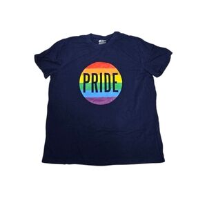PRIDE rainbow navy blue short sleeve crew neck unisex‎ tee shirt XL